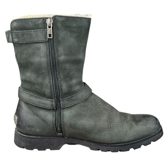 UGG Women’s Grandle Green Leather Shearling Lined Winter Boot Size US 8 - Picture 4 of 11
